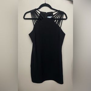 She and Sky- Black Fully Lined Strappy Shoulder Dress